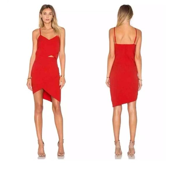 Elliatt The Shot Tulip Mini Dress Sleeveless Asymmetrical Party EUC Red Small - Picture 1 of 9